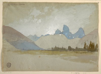 Desenho, Os Tetons, Idaho, 1879 de Thomas Moran