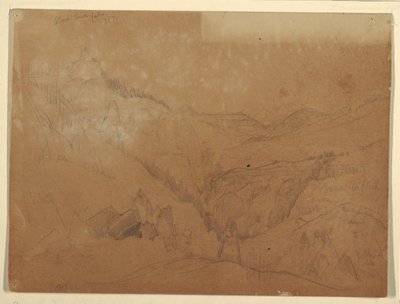 Desenho, Yellowstone, Acima de Tower Falls, 1871 de Thomas Moran