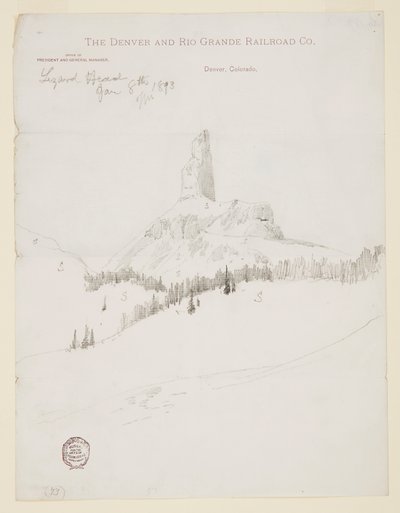Pico da cabeça do lagarto, Colorado de Thomas Moran