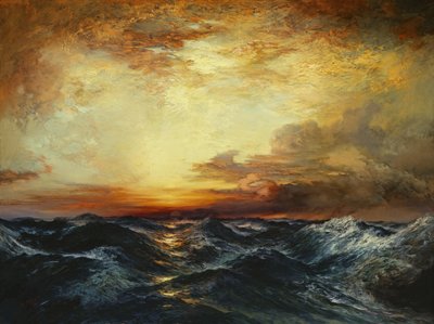 Pôr do sol do Pacífico, 1907 de Thomas Moran