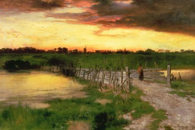 A ponte velha sobre a lagoa do gancho, 1907 de Thomas Moran