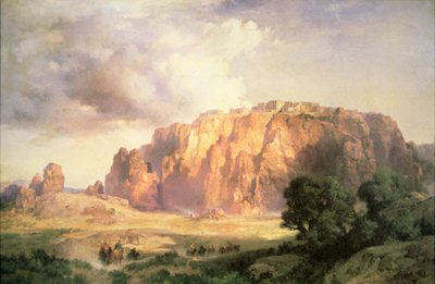 O Pueblo de Acoma, Novo México (óleo sobre tela) de Thomas Moran