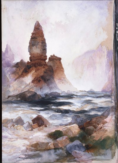 Quedas da torre e rocha do enxofre, Yellowstone de Thomas Moran