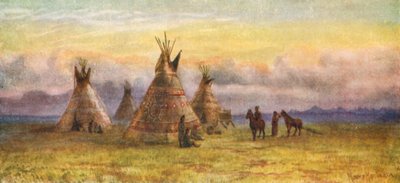 Índios no tempo antigo (litografia a cores) de Thomas Mower Martin