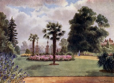 Kew Gardens: As Palmeiras e Portão Principal (cor litho) de Thomas Mower Martin