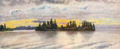 Tempo chuvoso, Lago Muskoka (litografia a cores) de Thomas Mower Martin