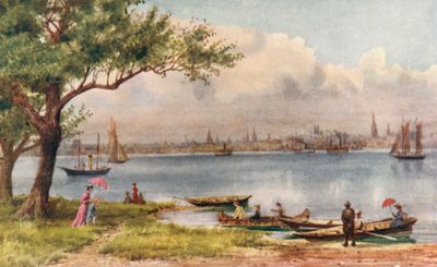Toronto, a partir da ilha (litografia a cores) de Thomas Mower Martin