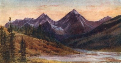 Van Horne Range, Evening (litografia a cores) de Thomas Mower Martin