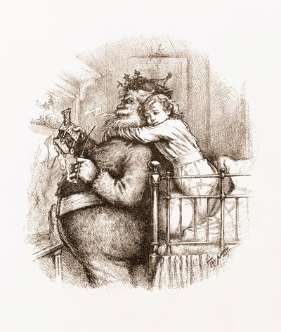 Apanhado! Ilustração com Papai Noel por Thomas Nast de Thomas Nast