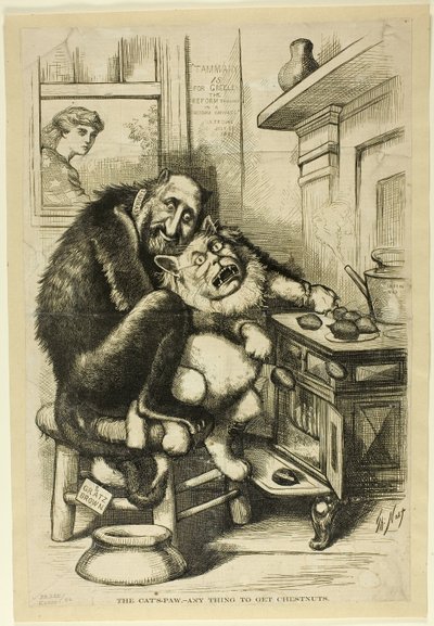 A pata do gato, qualquer coisa para obter castanhas de Thomas Nast