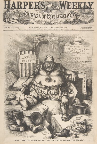 Do que você está rindo Para o vencedor pertence aos espólios da Semana de Harper..., 25 de novembro de 1871. de Thomas Nast