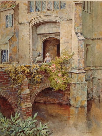 Na ponte em Baddesley Clinton Hall (aguarela sobre papel) de Thomas Nicholson Tyndale