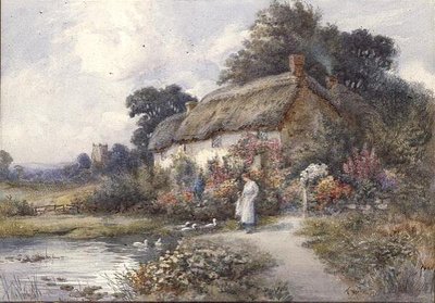 Casa de colmo, Ringwood, Hampshire (aguarela) de Thomas Noelsmith
