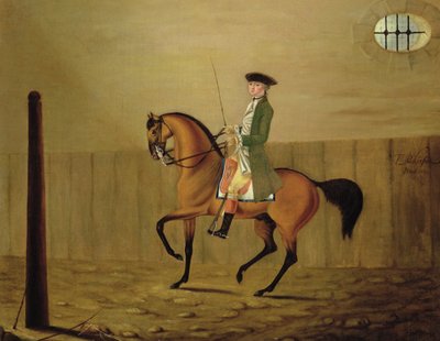 Cavalheiro a Cavalo de Baía numa Escola de Equitação de Thomas Parkinson