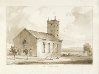 (Inferior) Igreja Gornal: desenho em sépia de Thomas Peploe Wood