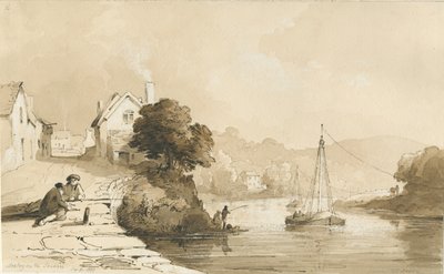 Arley - River Severn: desenho em sépia, 8 de setembro de 1837 de Thomas Peploe Wood