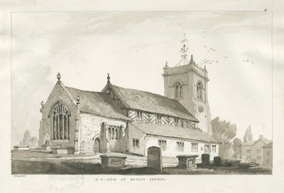 Igreja de Betley: desenho em sépia, 1838 de Thomas Peploe Wood