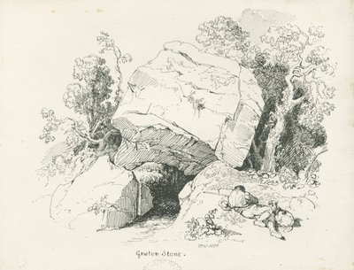 Biddulph - "Gawton Stone": desenho a pena e tinta, 1836 de Thomas Peploe Wood