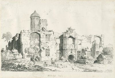 Biddulph Hall (antigo): desenho a bico de pena de Thomas Peploe Wood