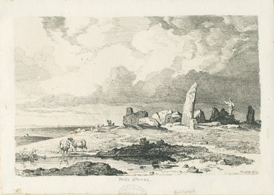 Biddulph Moor - &39;The Bridestones&39;: esboço a tinta de Thomas Peploe Wood