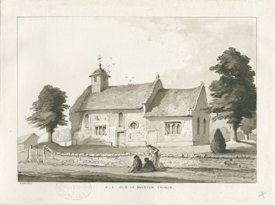 Blurton Church: desenho em sépia de Thomas Peploe Wood