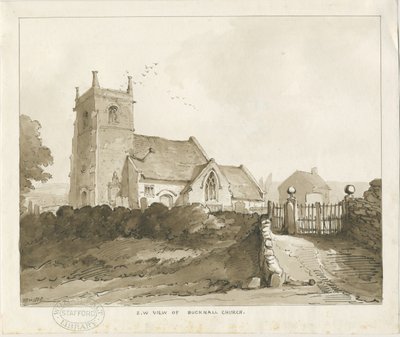 Igreja de Bucknall: desenho em sépia de Thomas Peploe Wood