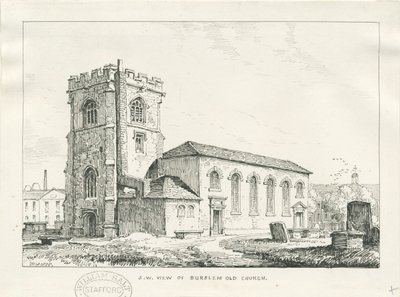 Burslem - Igreja de São João: desenho a caneta de Thomas Peploe Wood
