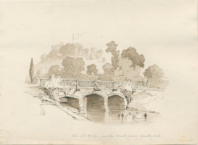 Chartley Hall: esboço de caneta e lavagem, 1837 de Thomas Peploe Wood