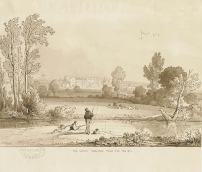 Colwich - The Mount Nunnery: desenho em sépia, 1837 de Thomas Peploe Wood