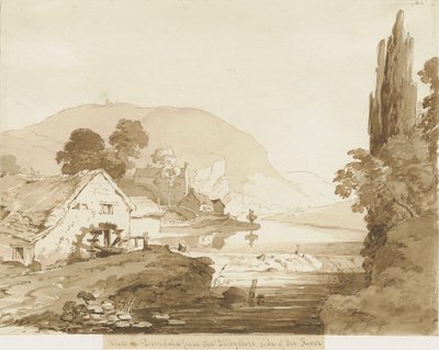 Dovedale - paisagem: desenho em sépia, nd [1817-1845] de Thomas Peploe Wood