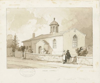 Drayton-in-Hales - Capela Hales: desenho em sépia, nd [1817-1845] (desenho) de Thomas Peploe Wood