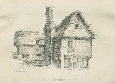Eccleshall - Biana Hall: desenho a bico de pena, 1833 de Thomas Peploe Wood