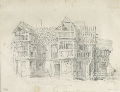 Eccleshall - Biana Hall: desenho a lápis, 1835 de Thomas Peploe Wood