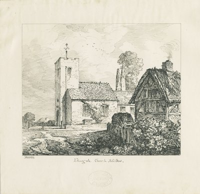 Igreja de Edingale: desenho a caneta e tinta de Thomas Peploe Wood