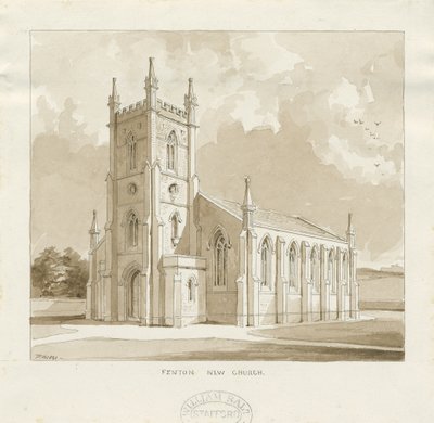 Fenton New Church: desenho em sépia de Thomas Peploe Wood