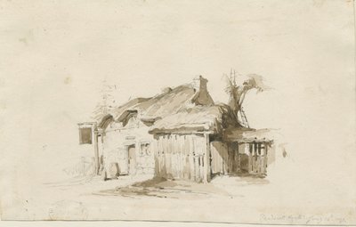 Fradswell - Chalé em Heath: desenho a lápis e lavagem de Thomas Peploe Wood