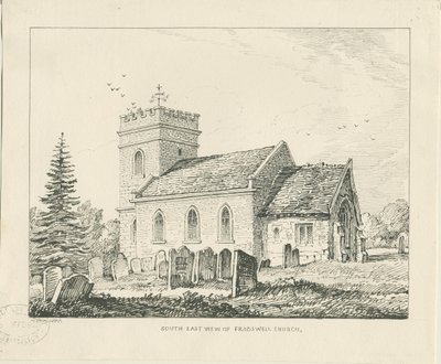 Igreja Fradswell: desenho a bico de pena de Thomas Peploe Wood