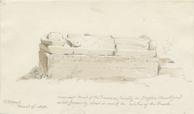 Igreja Gayton: desenho a lápis e lavagem, 27 de março de 1838 (desenho) de Thomas Peploe Wood