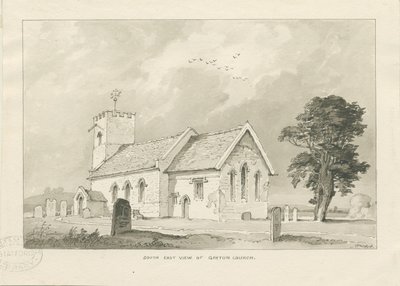 Igreja Gayton: desenho em sépia de Thomas Peploe Wood