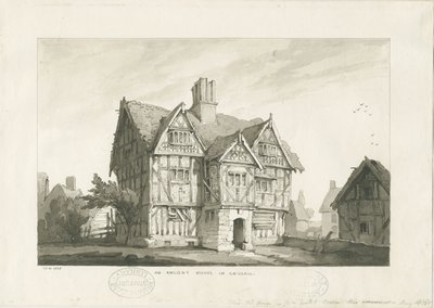 Vila Gnosall - Casa Antiga: desenho de lavagem de Thomas Peploe Wood