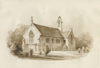 Grande Capela de Haywood: desenho em sépia, 1840 de Thomas Peploe Wood