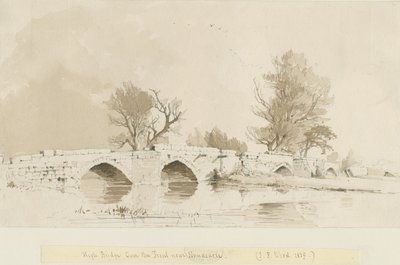 Handsacre - Old High Bridge: desenho em sépia de Thomas Peploe Wood