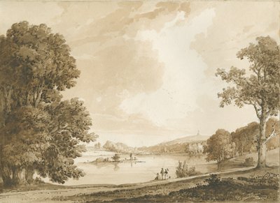 Igreja de Hanford: desenho em sépia, séc. XIX (desenho) de Thomas Peploe Wood