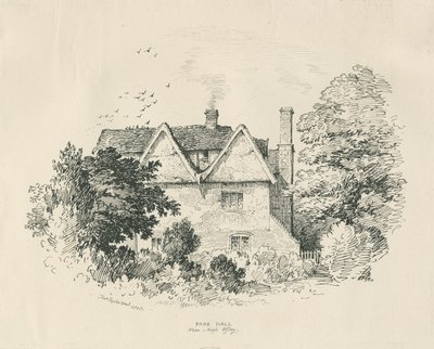 High Offley - Park Hall: desenho a caneta e tinta (vinheta) de Thomas Peploe Wood