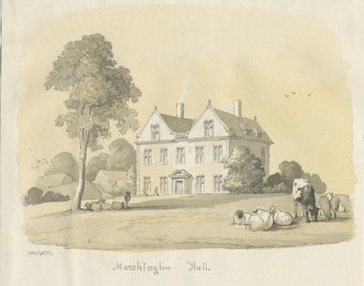 Marchington Hall: cor de água e pintura a tinta, 1836 de Thomas Peploe Wood