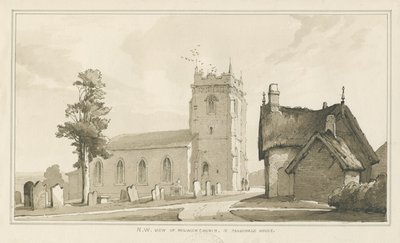 Milwich Church e Parsonage House: desenho de caneta e lavagem, sd [ 1838] (desenho) de Thomas Peploe Wood
