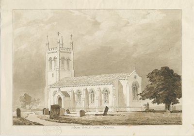 Igreja Norton Canes: desenho em sépia de Thomas Peploe Wood