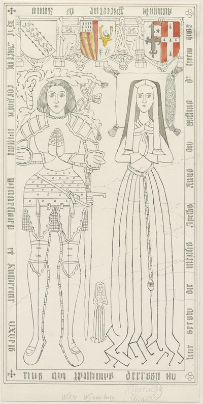 Igreja Penkridge - Tumba de William Wynnesbury: desenho a caneta e tinta, nd [1842-1845] (desenho) de Thomas Peploe Wood
