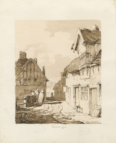 Penkridge Town: desenho sépia de Thomas Peploe Wood