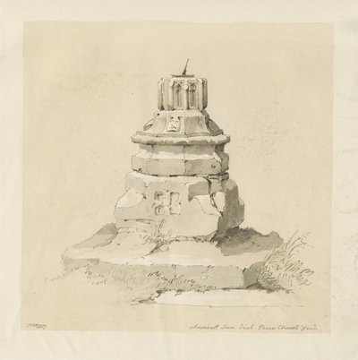 Penn Church-yard - Sundial: desenho em sépia de Thomas Peploe Wood